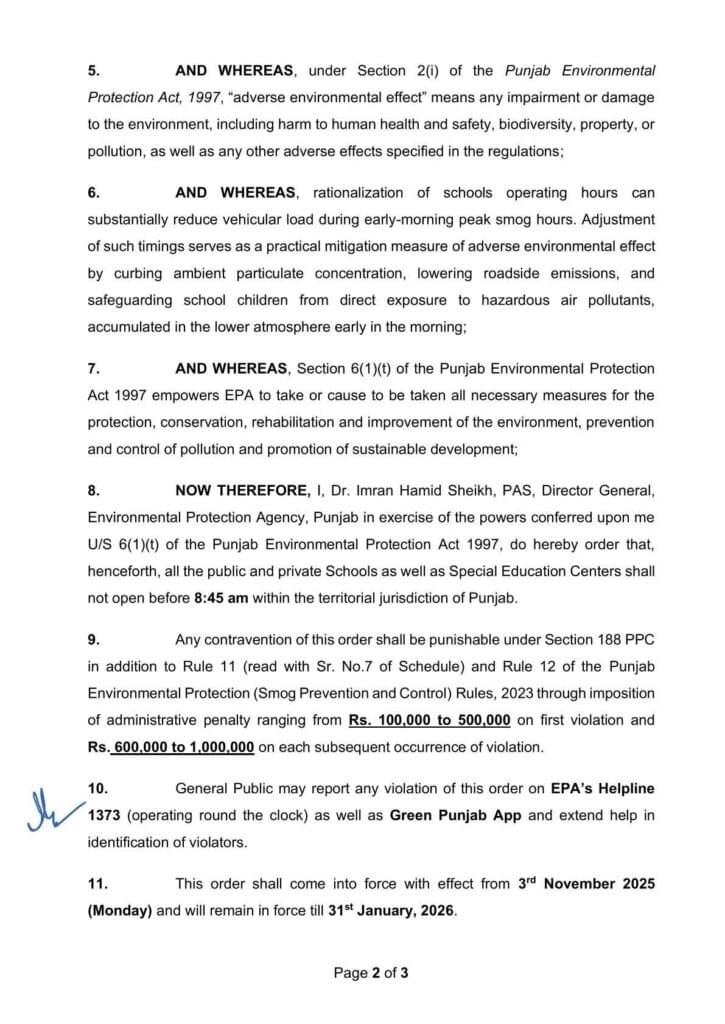 Punjab Announces Massive Fines for Public and Private Schools Opening Before 8:45 AM Till January 31, 2026