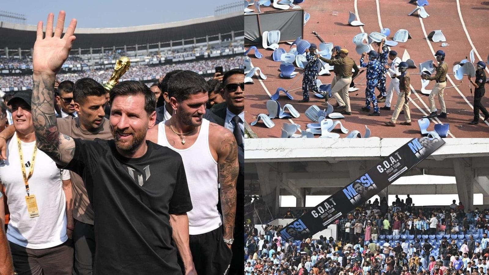 Lionel Messi’s India tour starts in chaos as angry fans throw seats in stadium